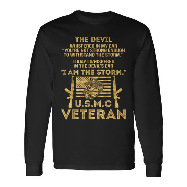 USMCeteran I Am The Storm Gold Foil Effect Langarmshirts Geschenkideen