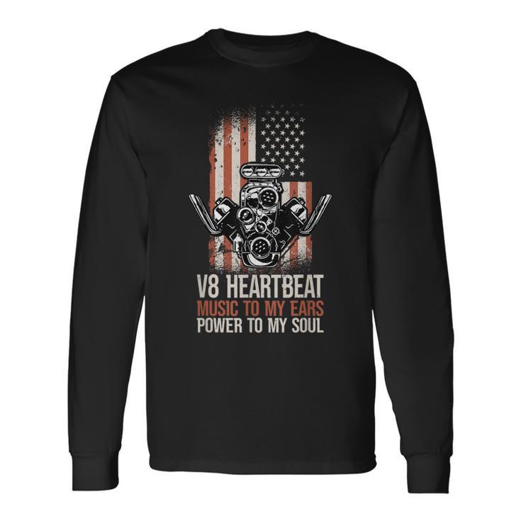 V8 Heartbeat American Muscle Cars Usa Engine8 Muscle Car Langarmshirts Geschenkideen