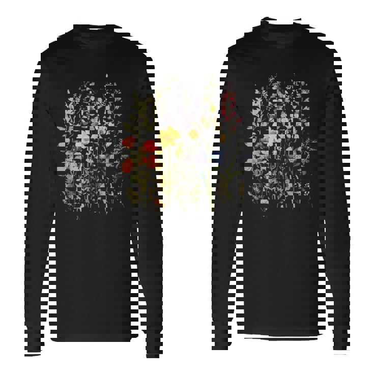 Vintage Pressed Flowers Rustic Dry Flowers Wildflowers Long Sleeve T-Shirt