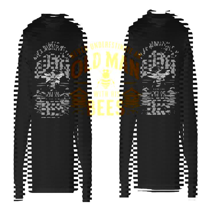 Vintage Never Underestimate An Old Man Beekeeper Long Sleeve T-Shirt