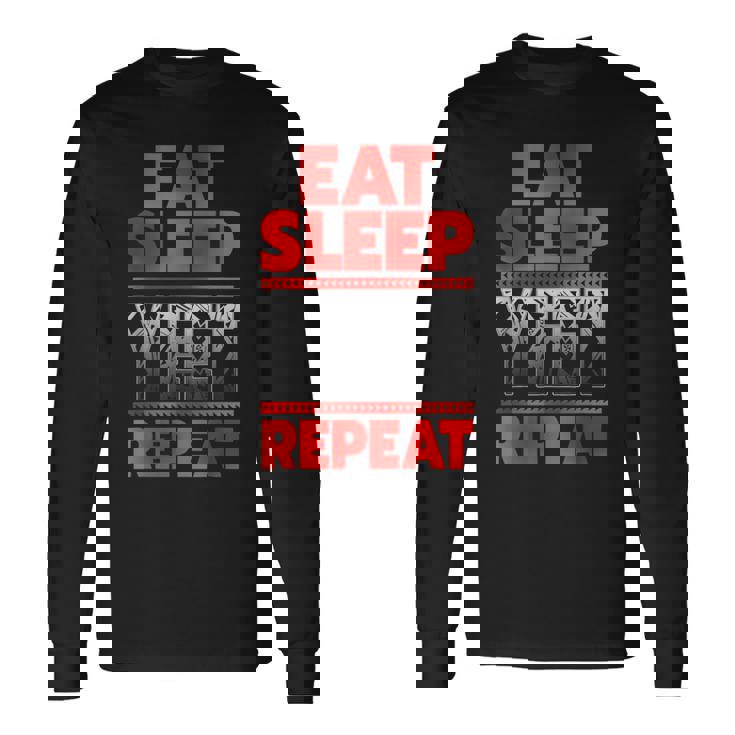 Vintage Yeet Apparel Saying Eat Sleep Repeat Long Sleeve T-Shirt