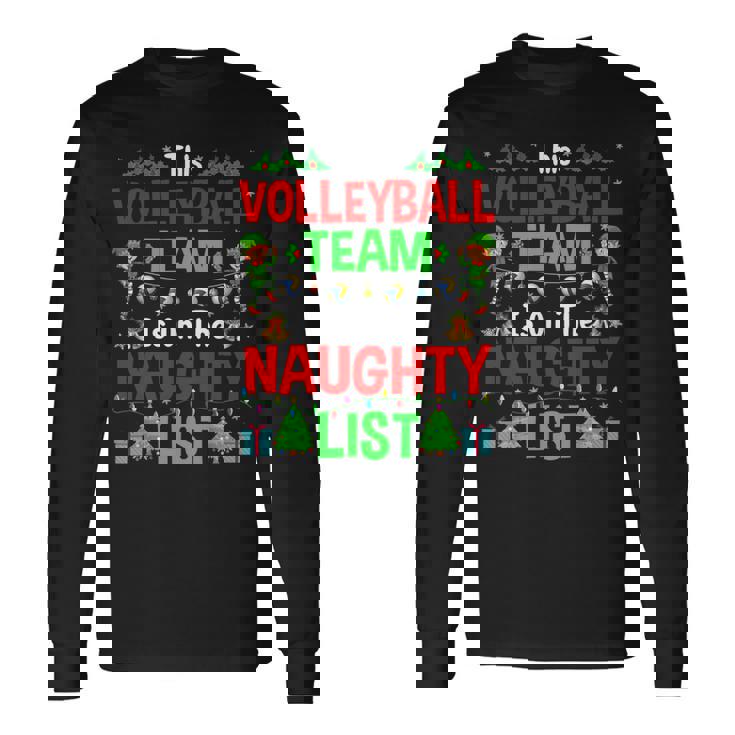 This Volleyball Team On Naughty List Cute Christmas Elf Long Sleeve T-Shirt