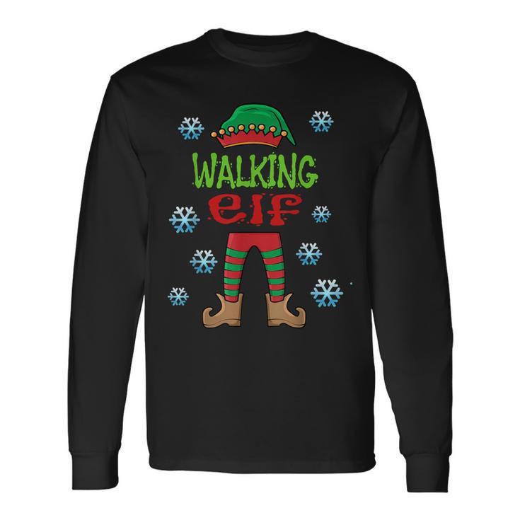 Walkers Lazy Christmas Costume Walking Elf Long Sleeve T-Shirt