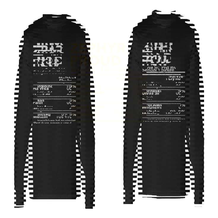 Zephyr Texas Proud Nutrition Facts Long Sleeve T-Shirt