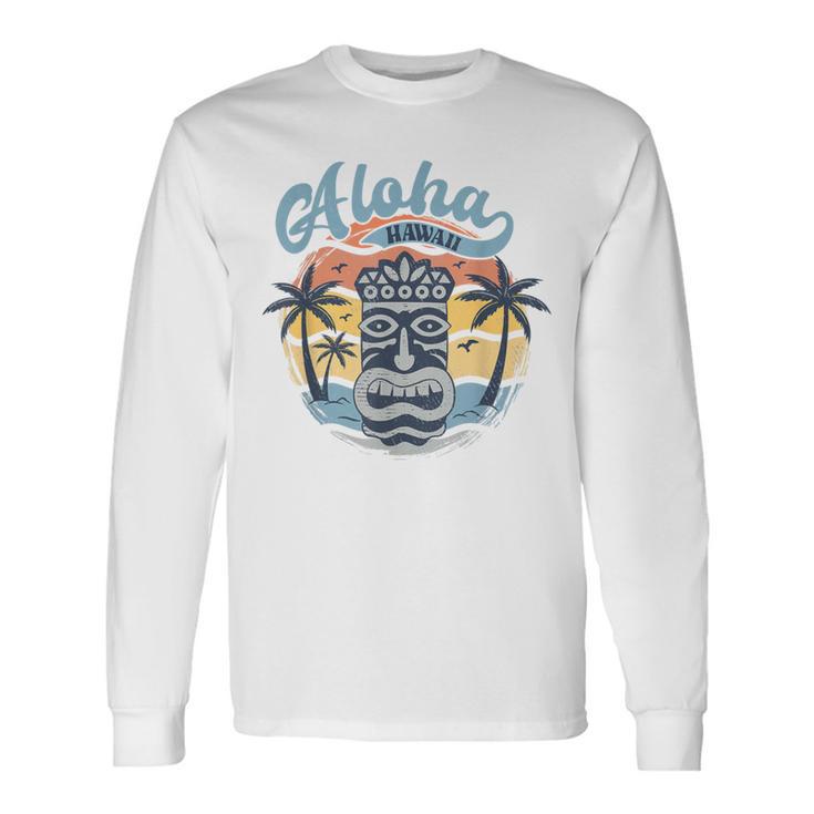 Aloha Hawaii Retro Sunset Tiki Hawaii Beachintage Langarmshirts Geschenkideen