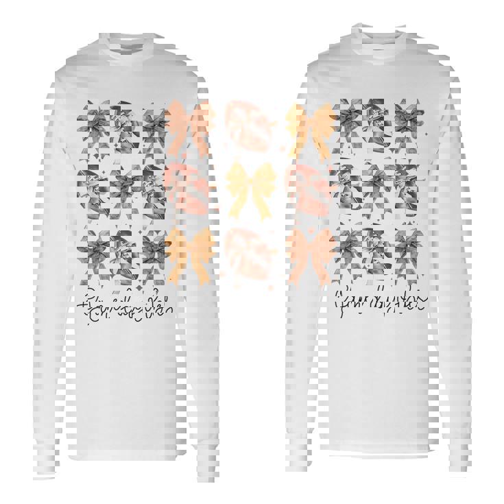 American Football Game Day Vibes Coquette Bow Football Lover Long Sleeve T-Shirt Gifts ideas