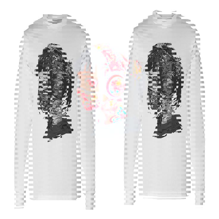 Anime Manga Gráfico Ojos Rojos Arte Anime Camiseta de manga larga