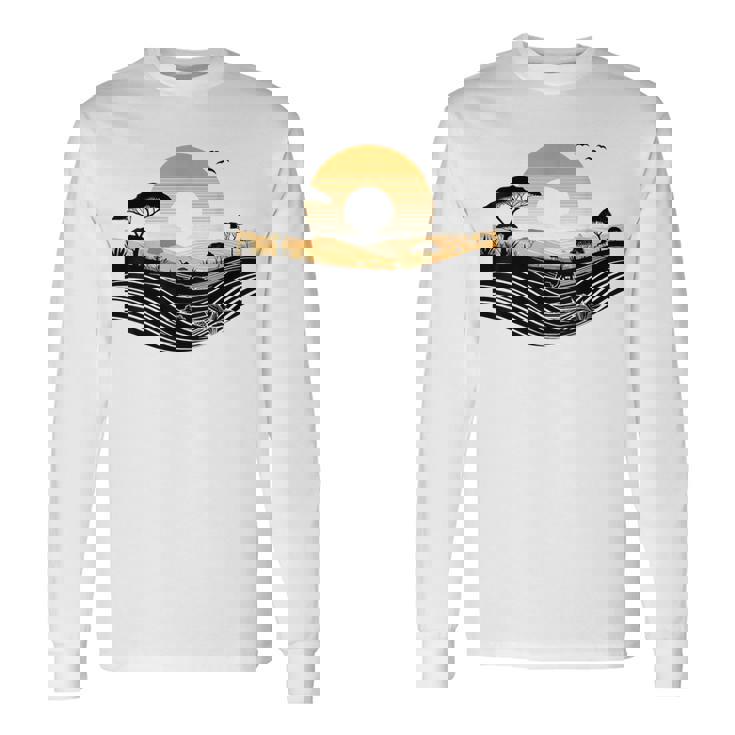 Atardecer Africano Baobab Árboles Naturaleza Paisaje Camiseta de manga larga