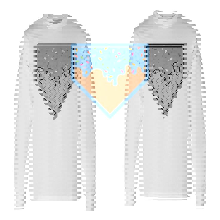 Baseball Home Plate Ice Cream Drip With Sprinkles For Boys Long Sleeve T-Shirt