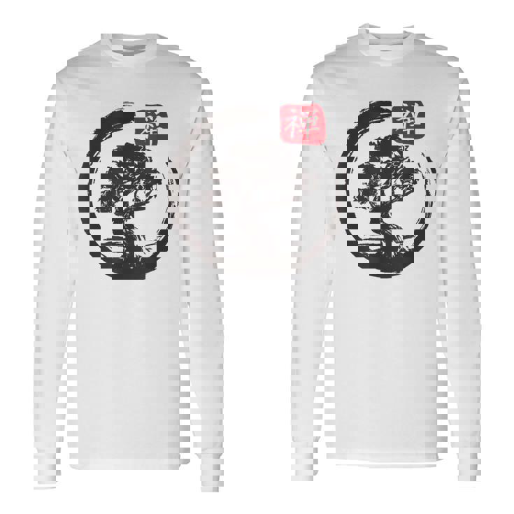 Bonsaï Zen Enso Japonais Kanji Arbre T-shirt à manches longues