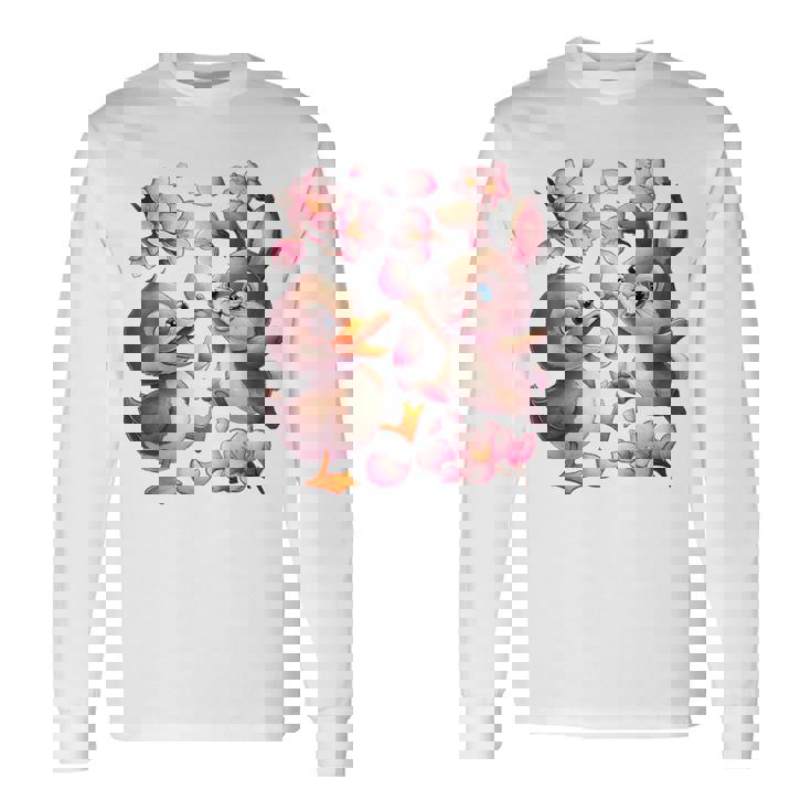 Canard Et Lapin Fleur De Cerisier Fleur Sakura T-shirt à manches longues