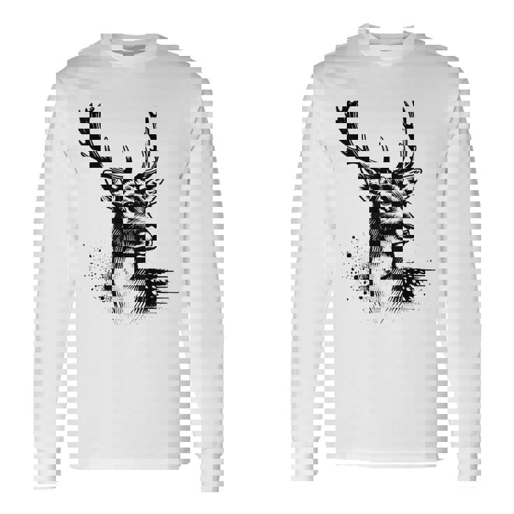 Chasseur Daim Cerf Motiv Chasse Chasseur T-shirt à manches longues