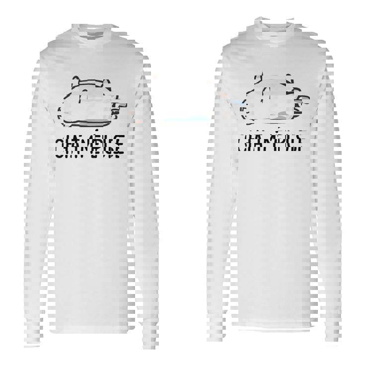 Chat Humour Cadeau Chat M'épuise T-shirt à manches longues