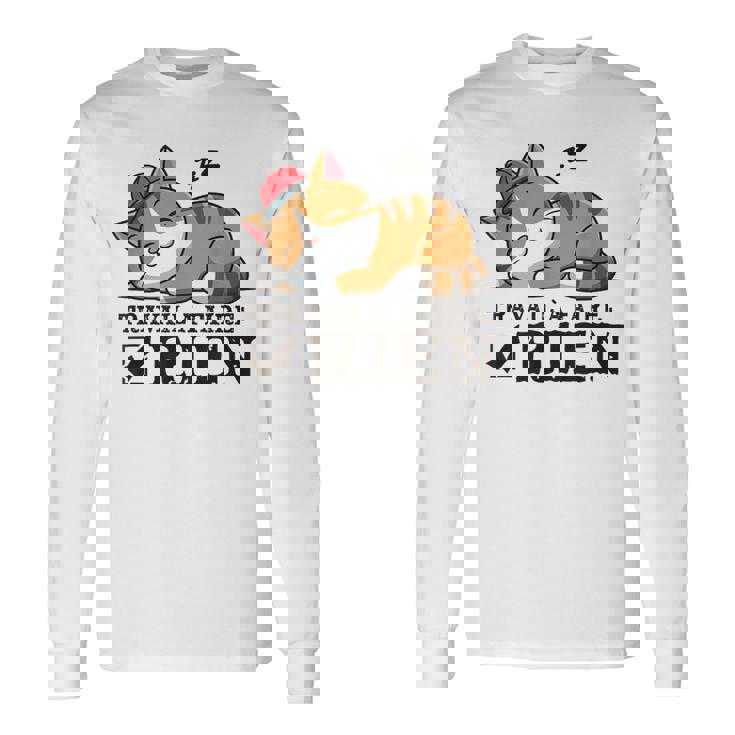 Chat Humour Travail À Faire Rien Idée Sommeil Flemme T-shirt à manches longues