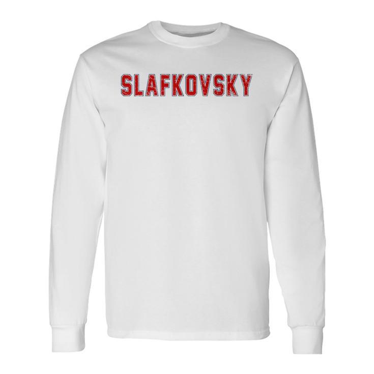 Distressed Team Slafkovsky Last Name Proud Family Blue Langarmshirts Geschenkideen