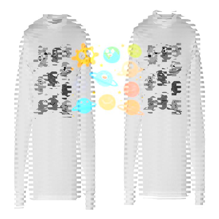 Divertido Pijama Del Sistema Solar De Astronauta Del Mundo Manga Larga Camiseta de manga larga Ideas de regalos