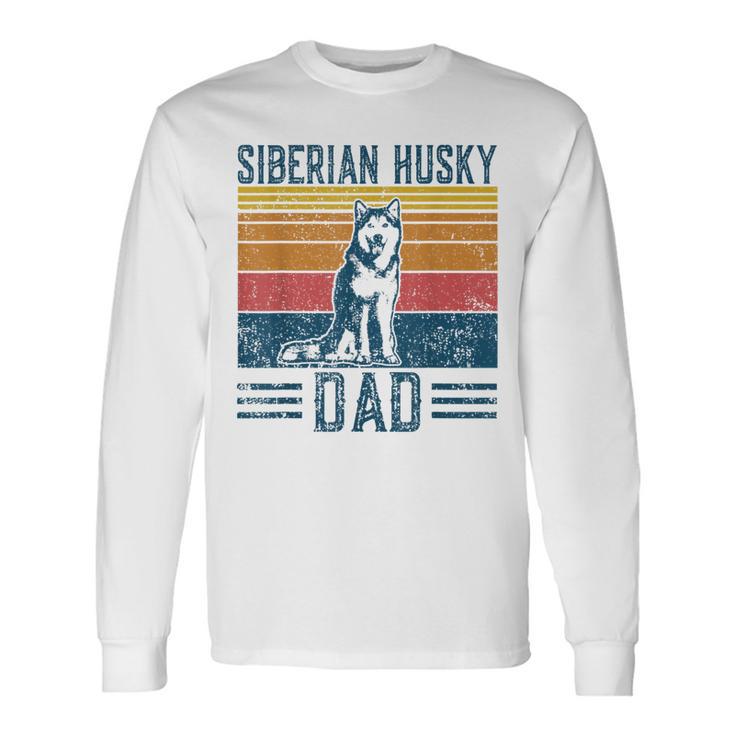 Dog Husky Papa -Intage Siberian Husky Dad Langarmshirts Geschenkideen