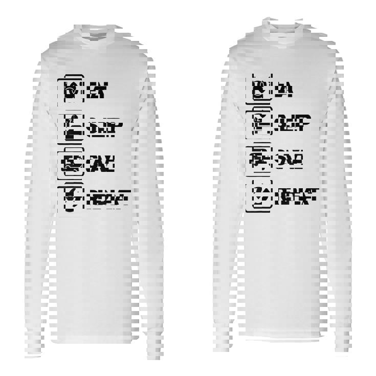 Eat Sleep Save Repeat Ambulancia Conductor Primeros Auxilios Rescate Regalo Camiseta de manga larga