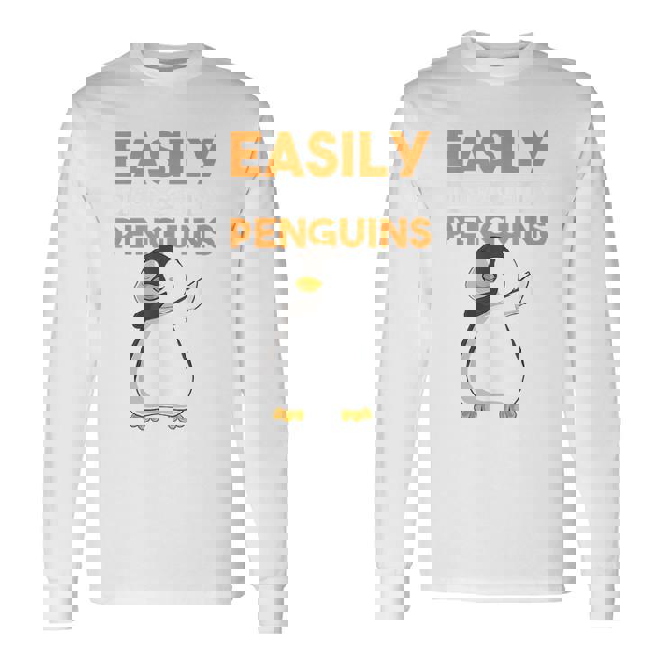 Facilement Distrait Par Les Pingouins Drôles De Dabbing Dab Danse Mignon T-shirt à manches longues