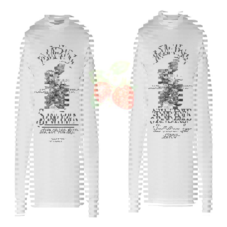 Farm Fresh Strawberries Vintage Strawberry Farmers Farm Long Sleeve T-Shirt