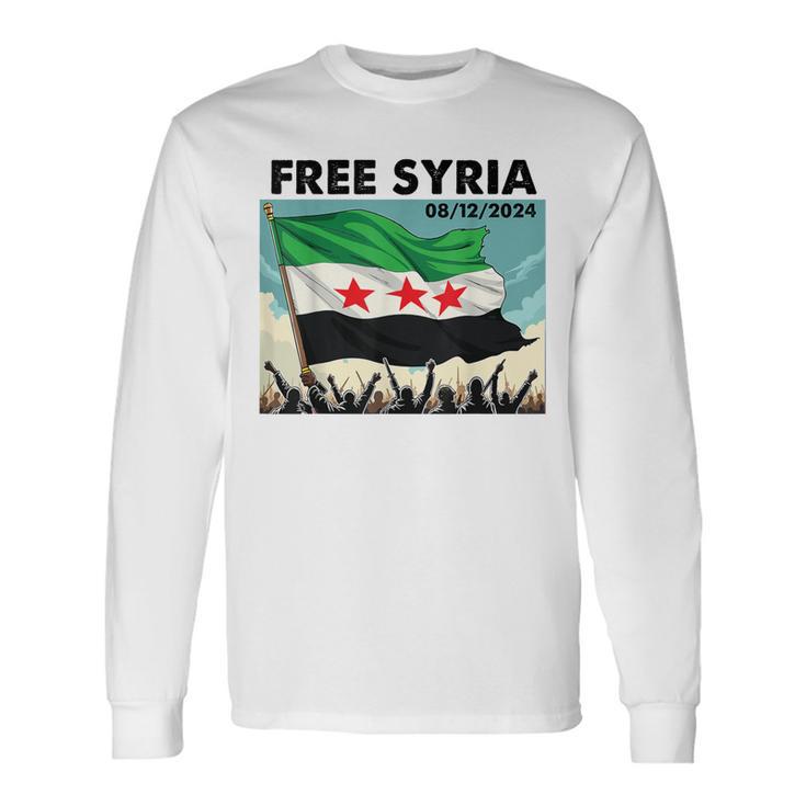 Free Syria Syria Revolution Freedon Flag Blue Langarmshirts Geschenkideen