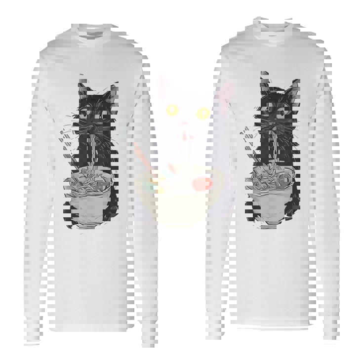 Cat Eating Ramen Vintage Japanese Noodles Long Sleeve T-Shirt Gifts ideas