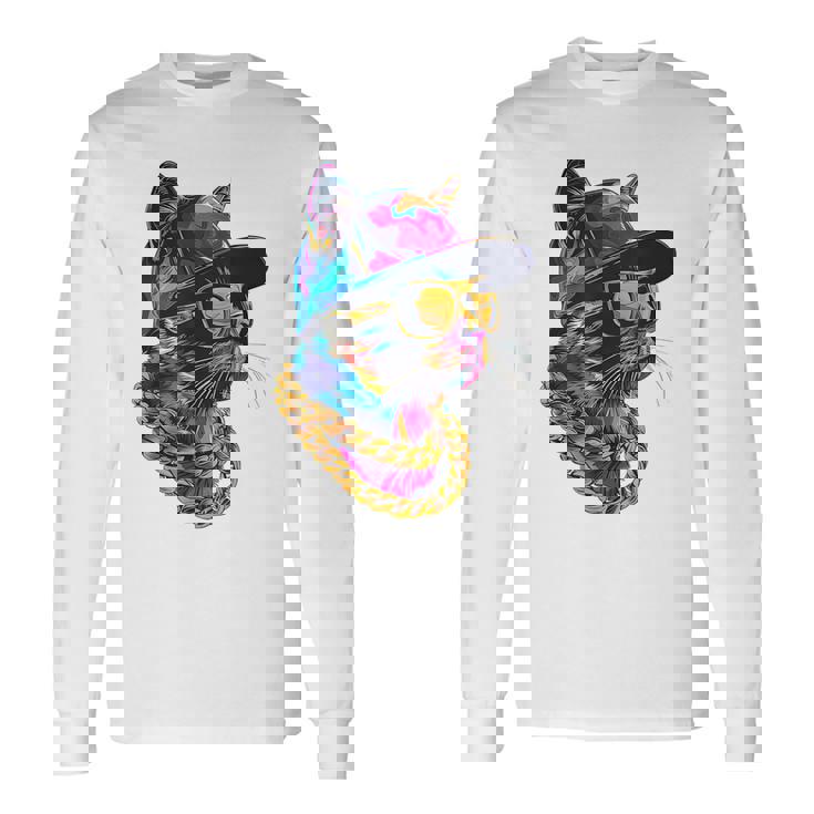 Genial Hip Hop Cat Urban Streetwear B-Boy Graffiti Camiseta de manga larga