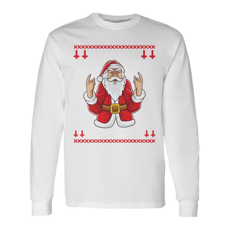 Heavy Metal Christmas Sleigher Hail Santa Claus Rock Music Langarmshirts Geschenkideen