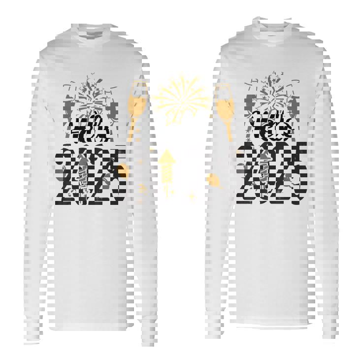 Hello 2025 Fête Réveillon Cadeau Nouvel An Festif T-shirt à manches longues