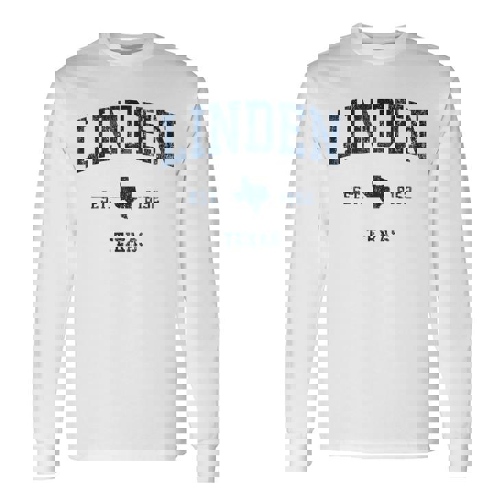 Linden Texas TX Vintage Athletic Navy Sports Long Sleeve T-Shirt