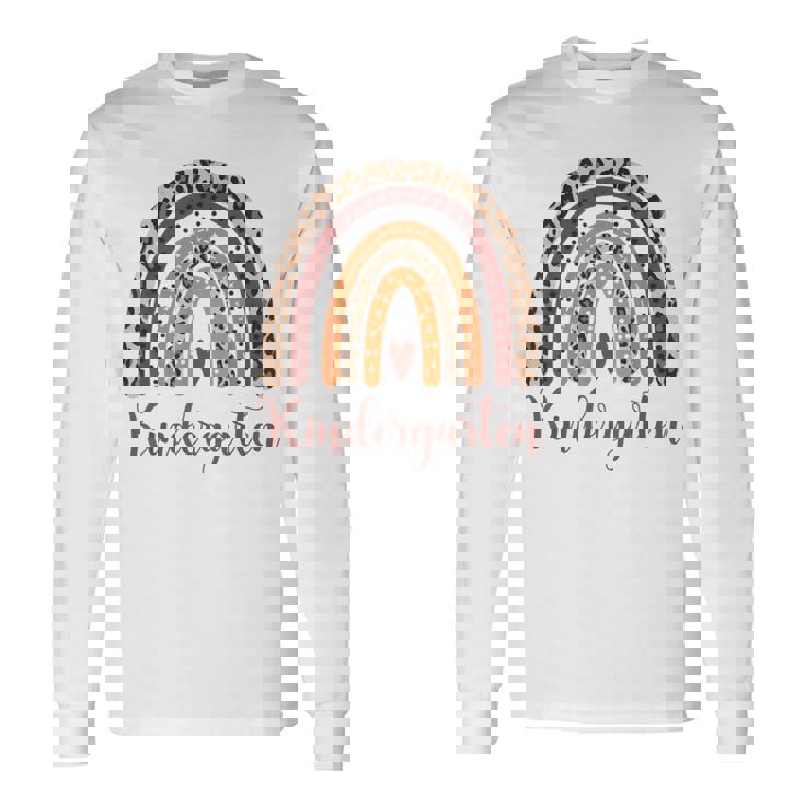 Maternelle En Forme De Cœur Pour Enseignant Motif Léopard Arc-En-Ciel T-shirt à manches longues