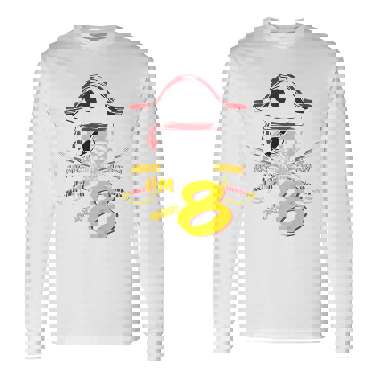 Niños Tengo 8 Cumpleaños Chicos Piratas 8º Cumpleaños Pirata Camiseta de manga larga