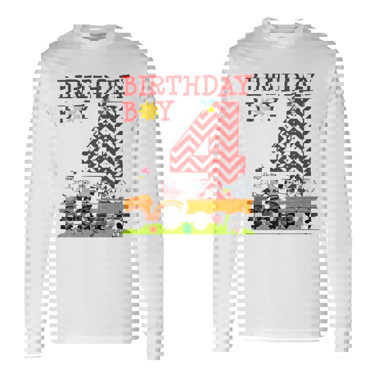 Niños Tractor Farming 4Th Birthday Boy's Camiseta de manga larga