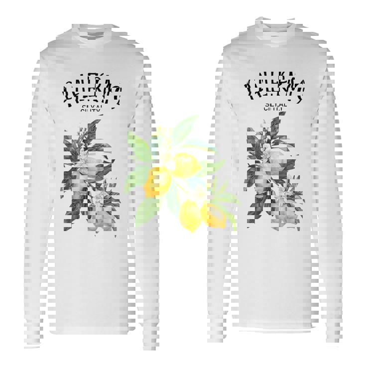 Palermo Limón Arte Sicilia Italiana Fruta Amante Italia Sicilia Camiseta de manga larga