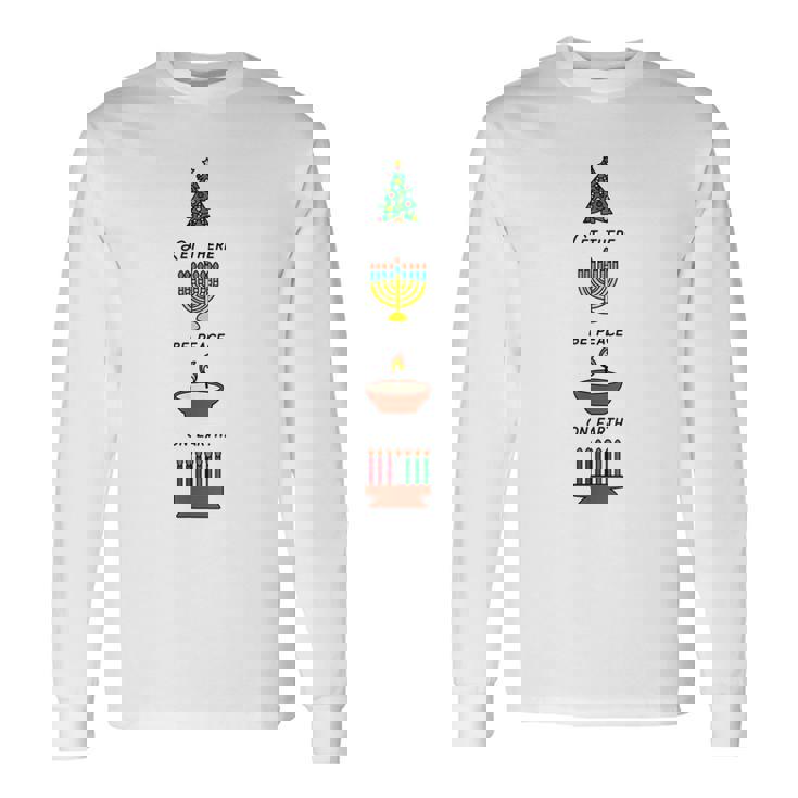 Peace On Earth Multicultural Holiday Diversity Symbols Long Sleeve T-Shirt