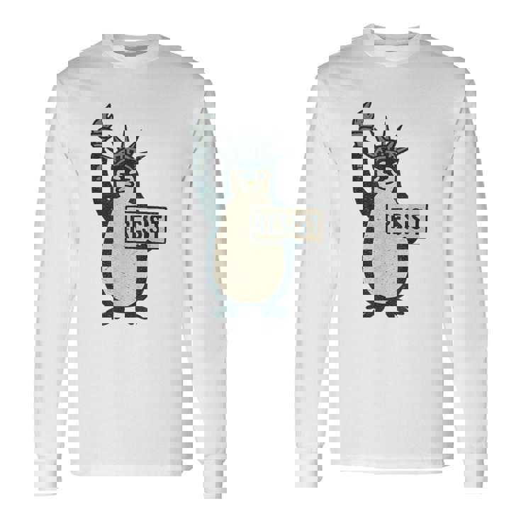 Penguin Resist Penguins Protest Graphic Vintage Long Sleeve