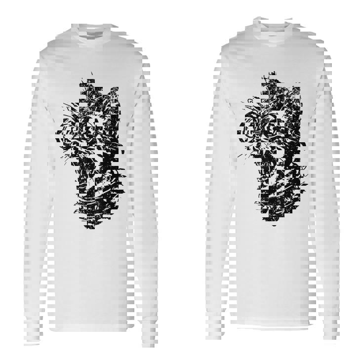 Punk Rock Spooky Cat Lover Scary Halloween Costume Long Sleeve T-Shirt