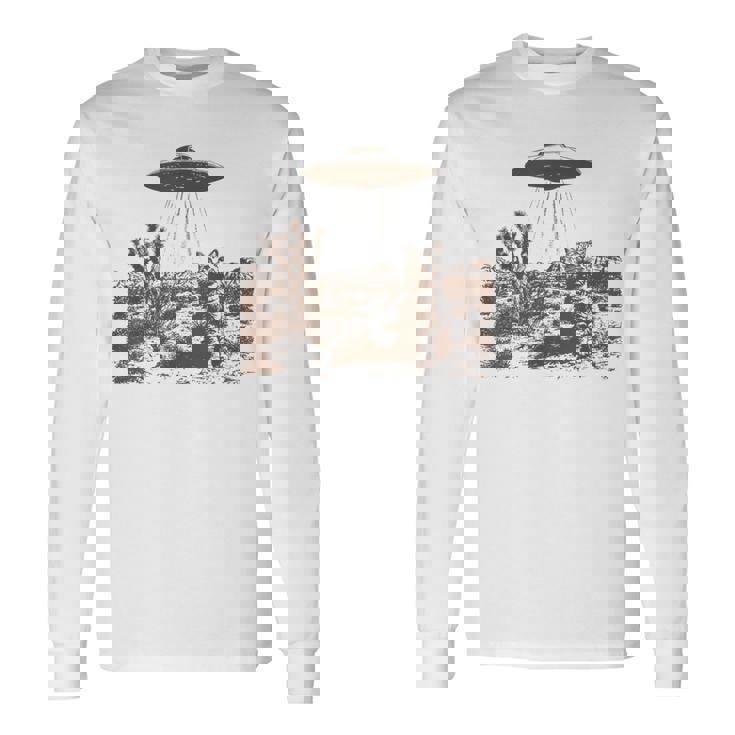 Retro 90S Western Vintage Ufo Cowboy Cat Wild West Kitten Long Sleeve T-Shirt Gifts ideas