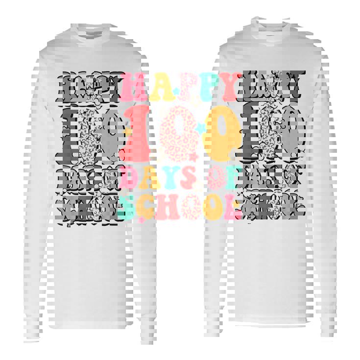 Retro Happy 100Th Day Of School Teachers Kid Happy 100 Days Long Sleeve T-Shirt Gifts ideas
