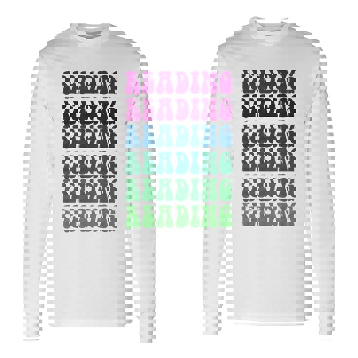 Retro READING Teacher Libraries Vibes Reading Teach Long Sleeve T-Shirt