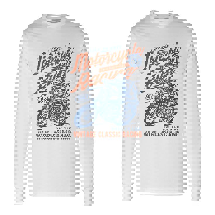 Retro Vintage Style Motorcycle Racing Distressed Long Sleeve T-Shirt