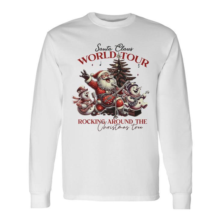 Santa Claus World Tour Christmas Music Musician Band Blue Langarmshirts Geschenkideen