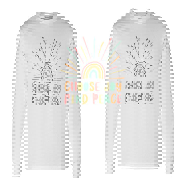 Vintage Choose Joy Find Peace Mensaje Positivo Manga Larga Camiseta de manga larga