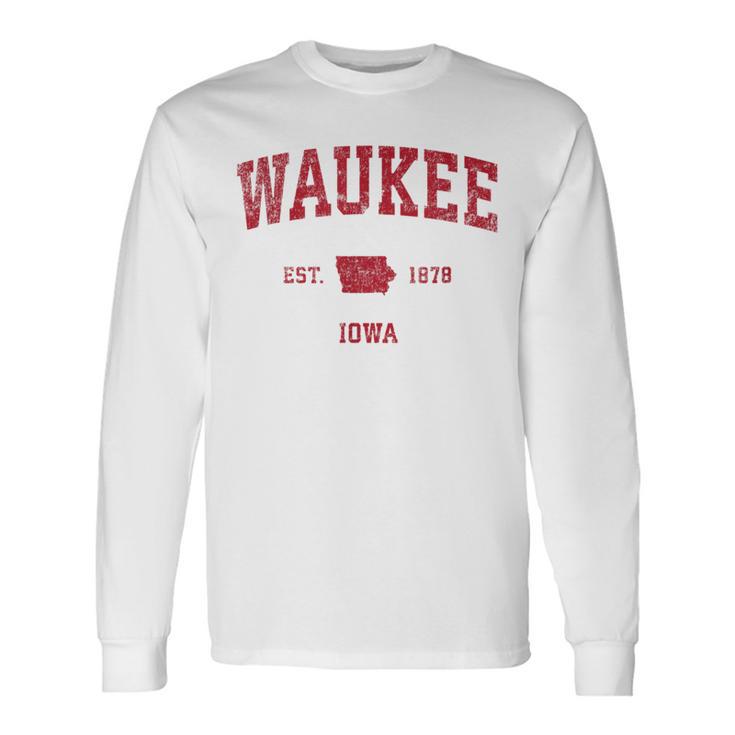 Waukee Iowa Iaintage-Sportdesign Roter Druck Langarmshirts Geschenkideen