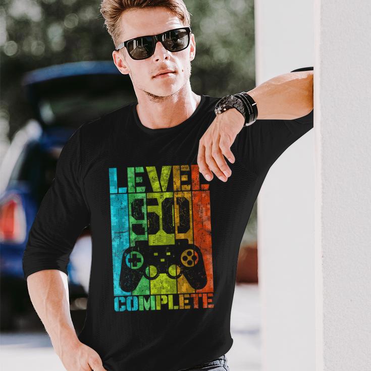 50Th Birthday Man Gamer Level Complete 50 Years Langarmshirts Geschenke für Ihn