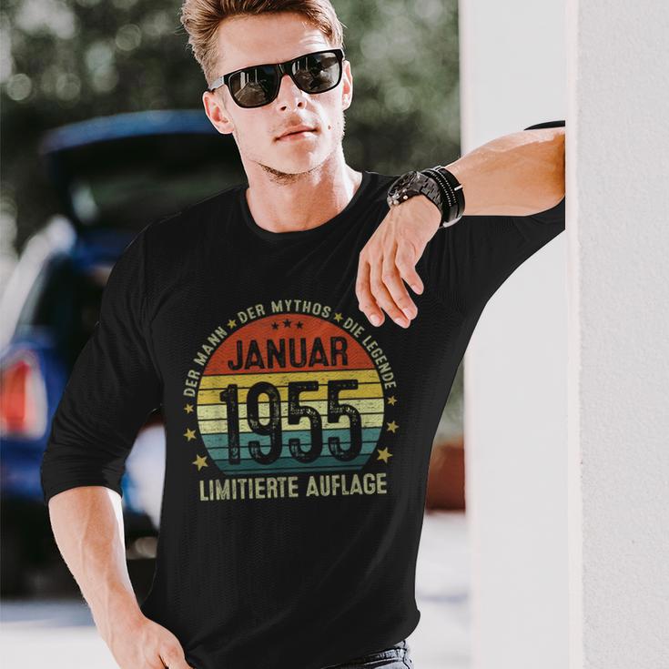 70Th Birthday January 1955 Man Myth Legend Langarmshirts Geschenke für Ihn