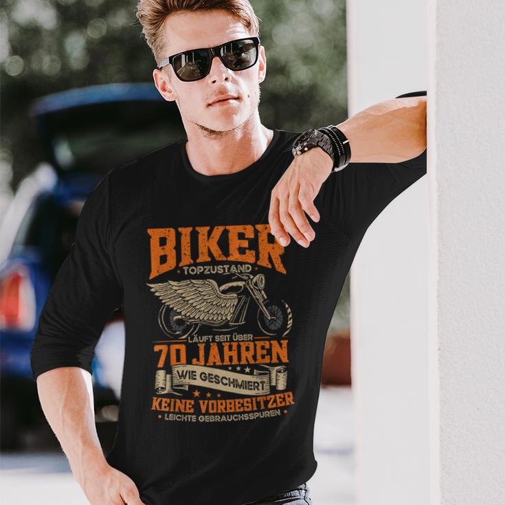 70Th Birthday Man Motorcycle Biker 70 Years Biker Langarmshirts Geschenke für Ihn