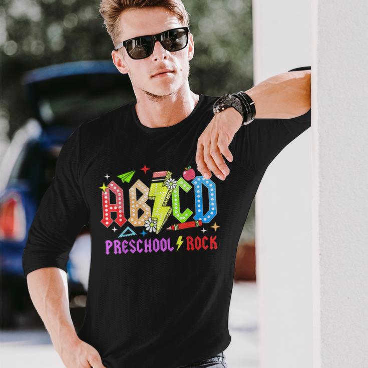 Abcd Preescolar Rocks Lápiz Rayo Maestros Rock Boys Camiseta de manga larga Regalos para él