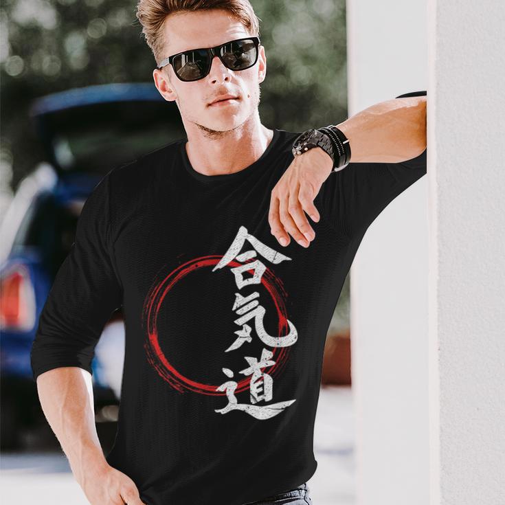 Aikido Martial Arts Japan Symbol Langarmshirts Geschenke für Ihn