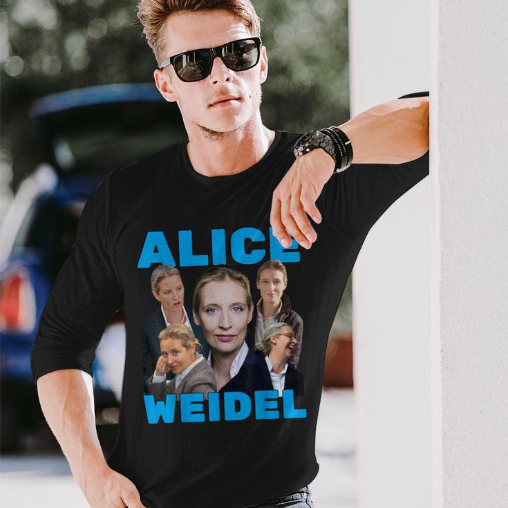 Alice Weidel Fan Merch Blue Langarmshirts Geschenke für Ihn